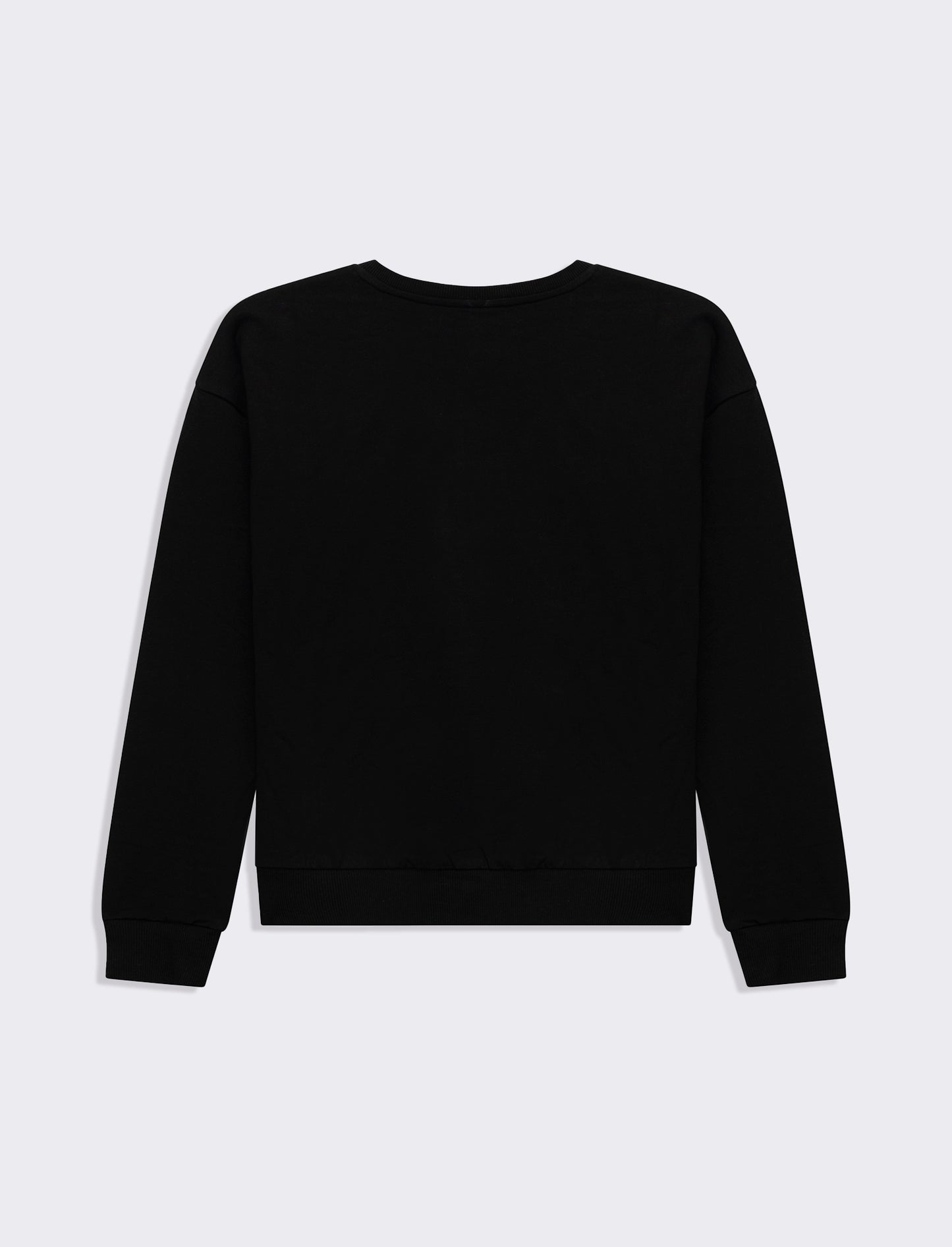 Woman's long sleeve crewneck sweatshirt with embellishments - Black