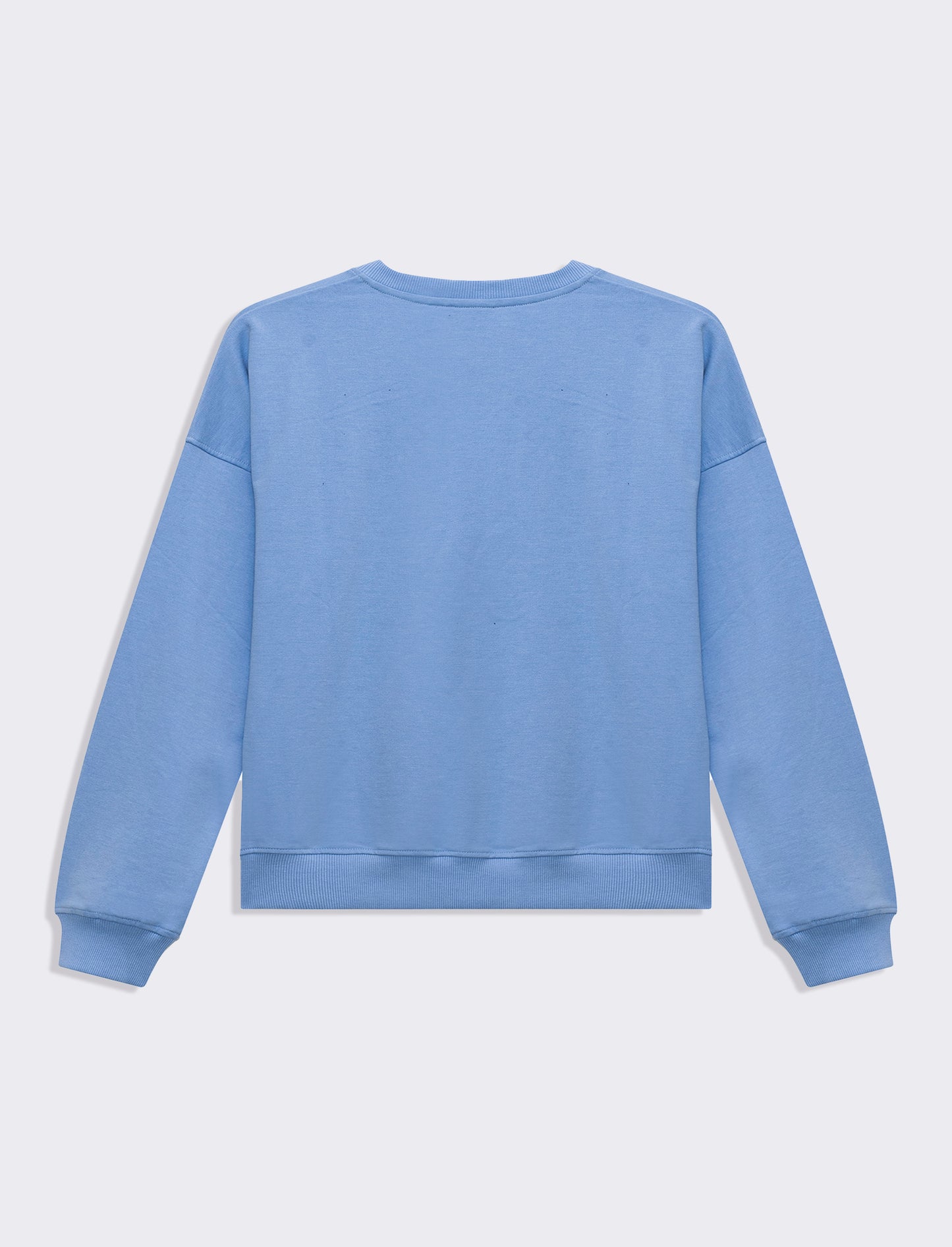 Woman's long sleeve crewneck sweatshirt with chest print - Sky blue