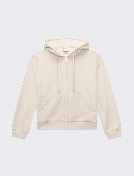 Felpa con cappuccio e zip da donna - Avorio