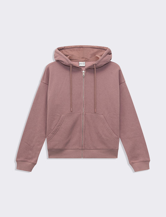 Woman's hooded zip sweatshirt for comfort and style - Pink