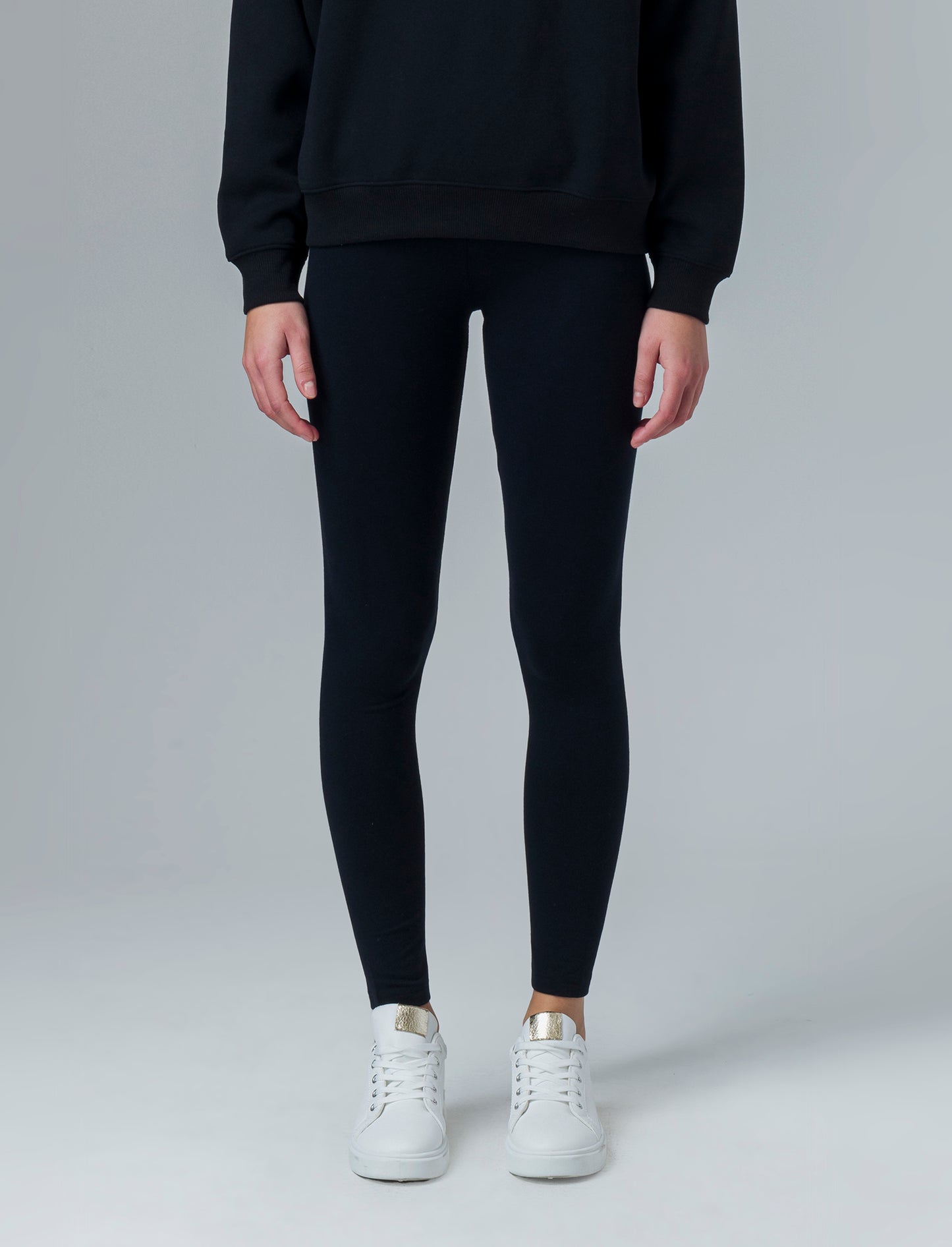 Leggins basico vita alta da donna - Nero