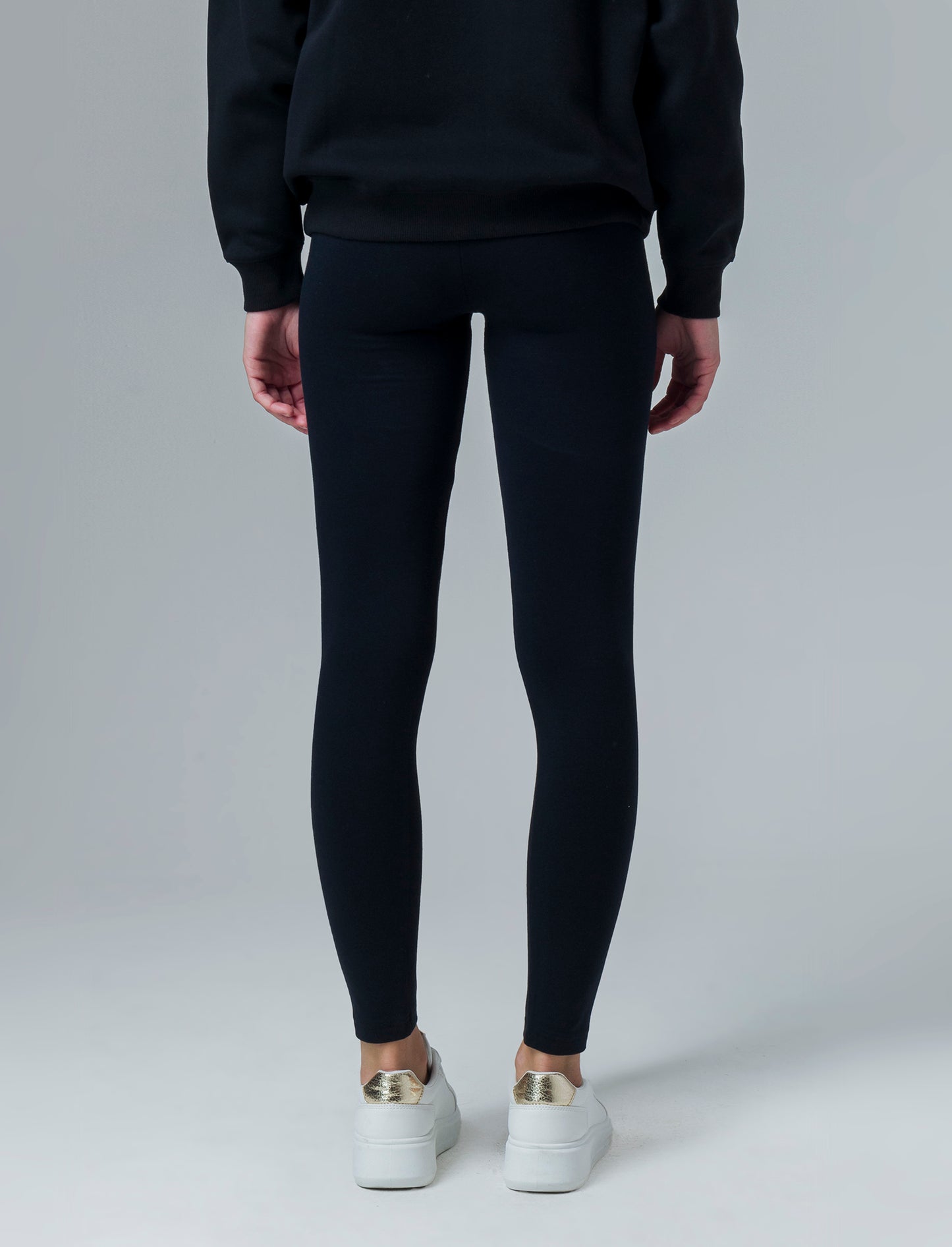 Leggins basico vita alta da donna - Nero
