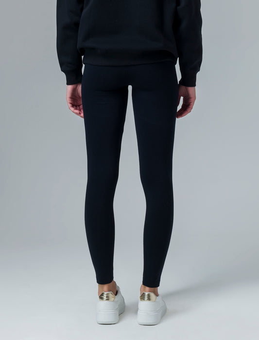 Leggins basico vita alta da donna - Nero
