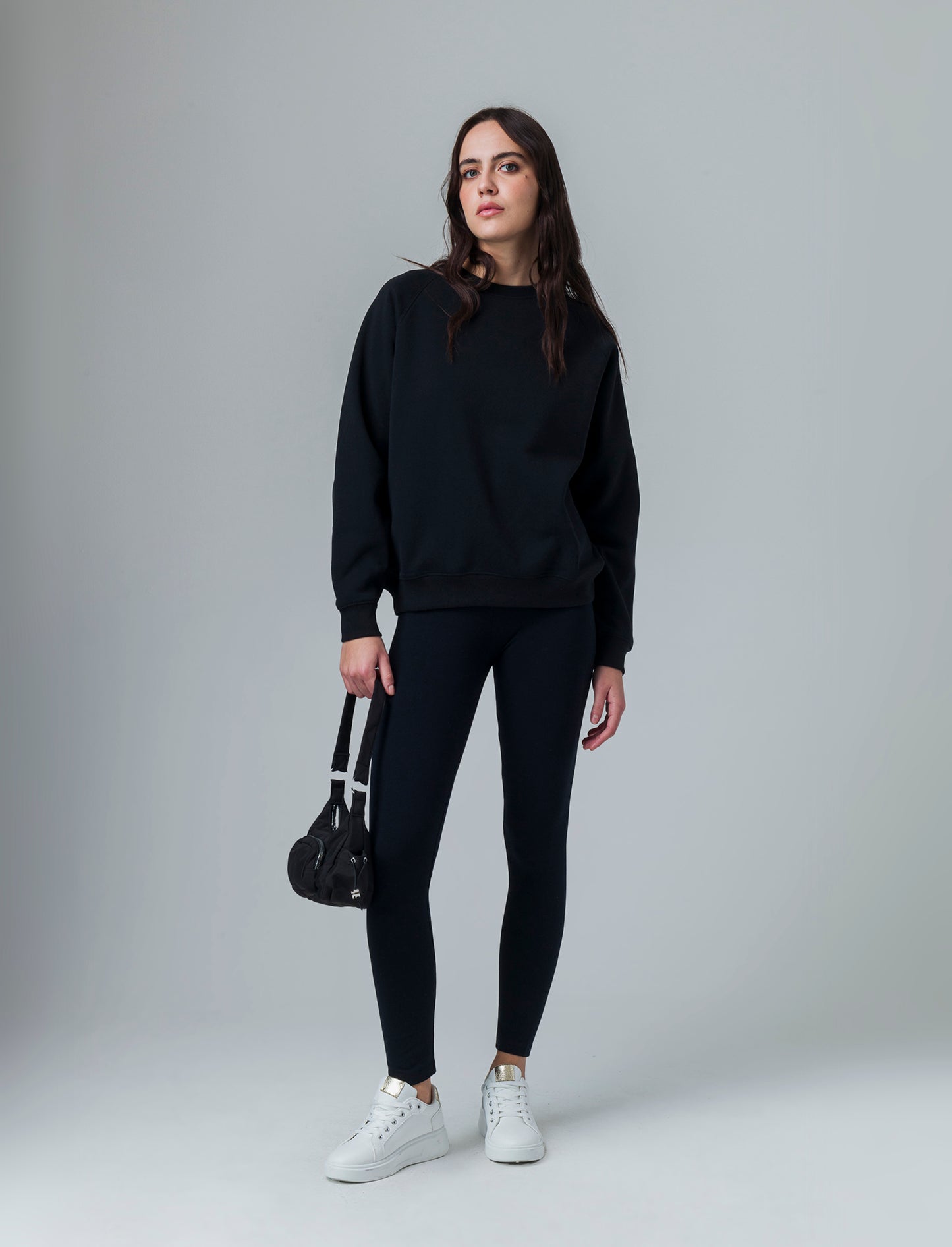 Leggins basico vita alta da donna - Nero