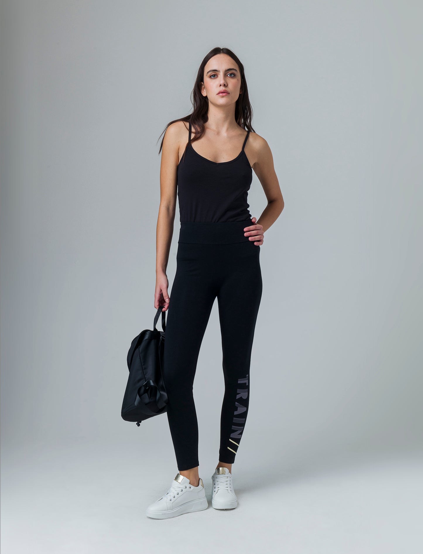 Woman's high-waisted printed leggings - 