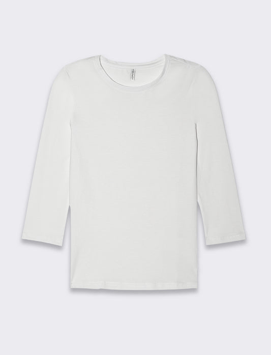 T-shirt basica manica lunga da donna - Bianco