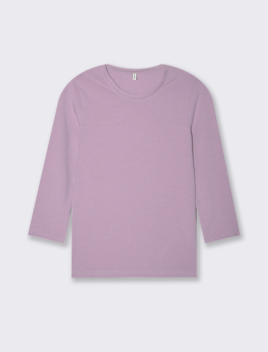 T-shirt basica manica lunga da donna - Lilla