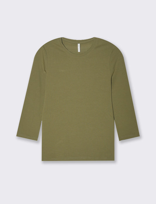 T-shirt basica manica lunga da donna - Kaky 1