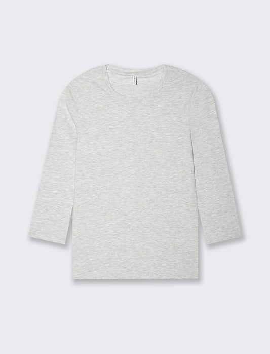T-shirt basica manica lunga da donna - Grigio chiaro