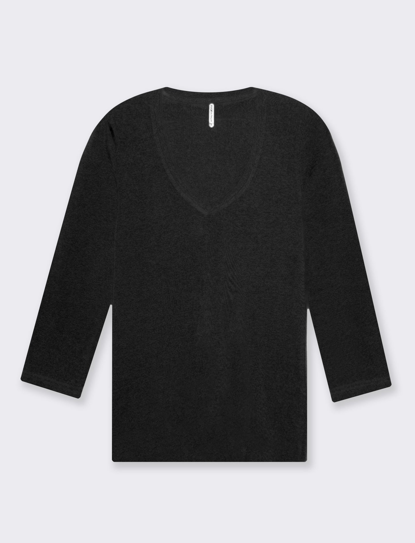 T-shirt basica scollo a v da donna - Nero