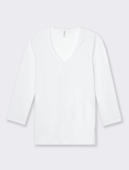 T-shirt basica scollo a v da donna - Bianco