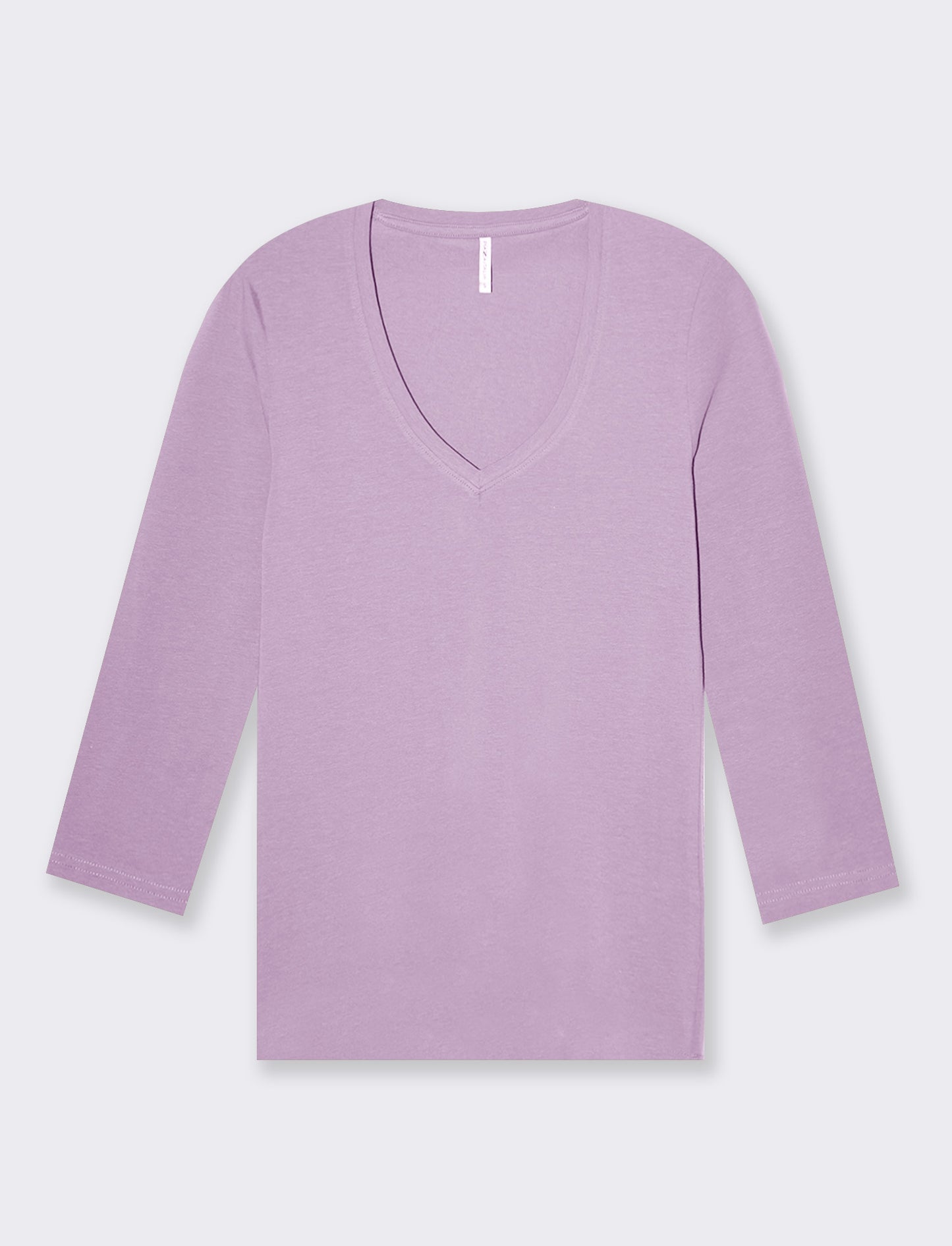 T-shirt basica scollo a v da donna - Lilla