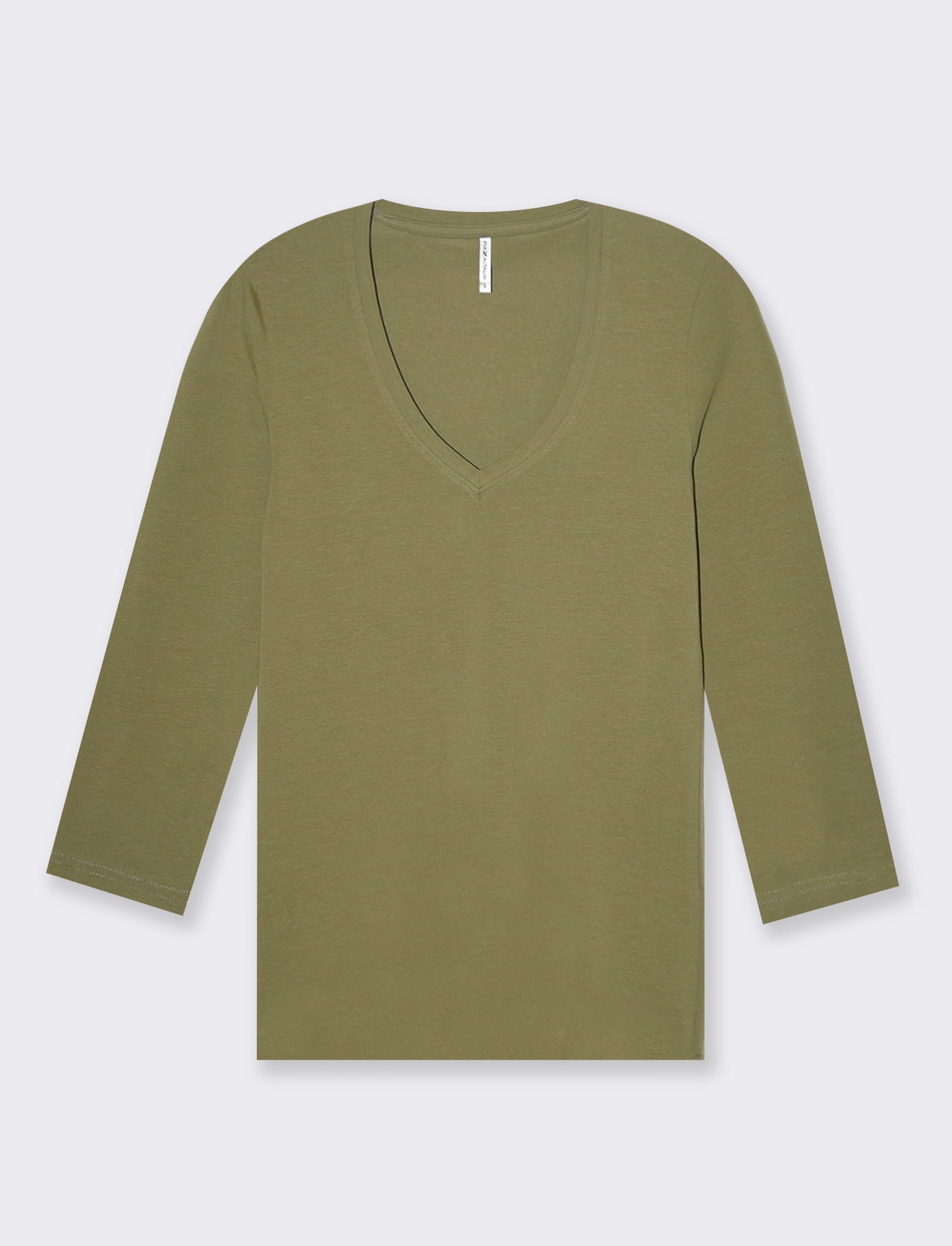 T-shirt basica scollo a v da donna - Kaky 1
