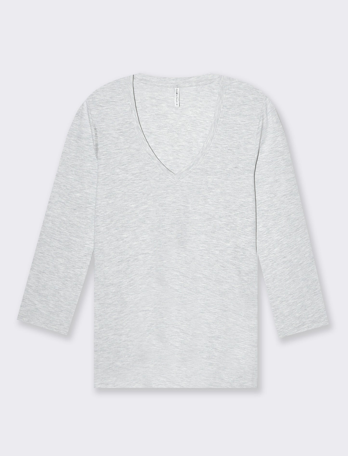 T-shirt basica scollo a v da donna - Grigio chiaro
