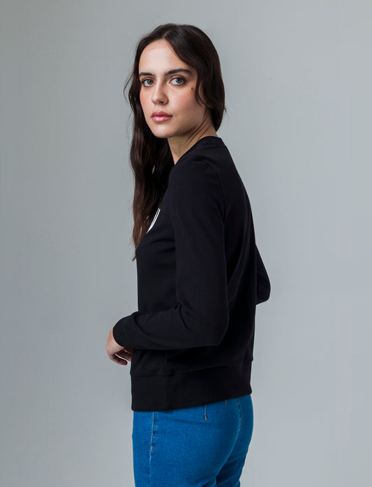 T-shirt manica lunga con stampa da donna - Nero