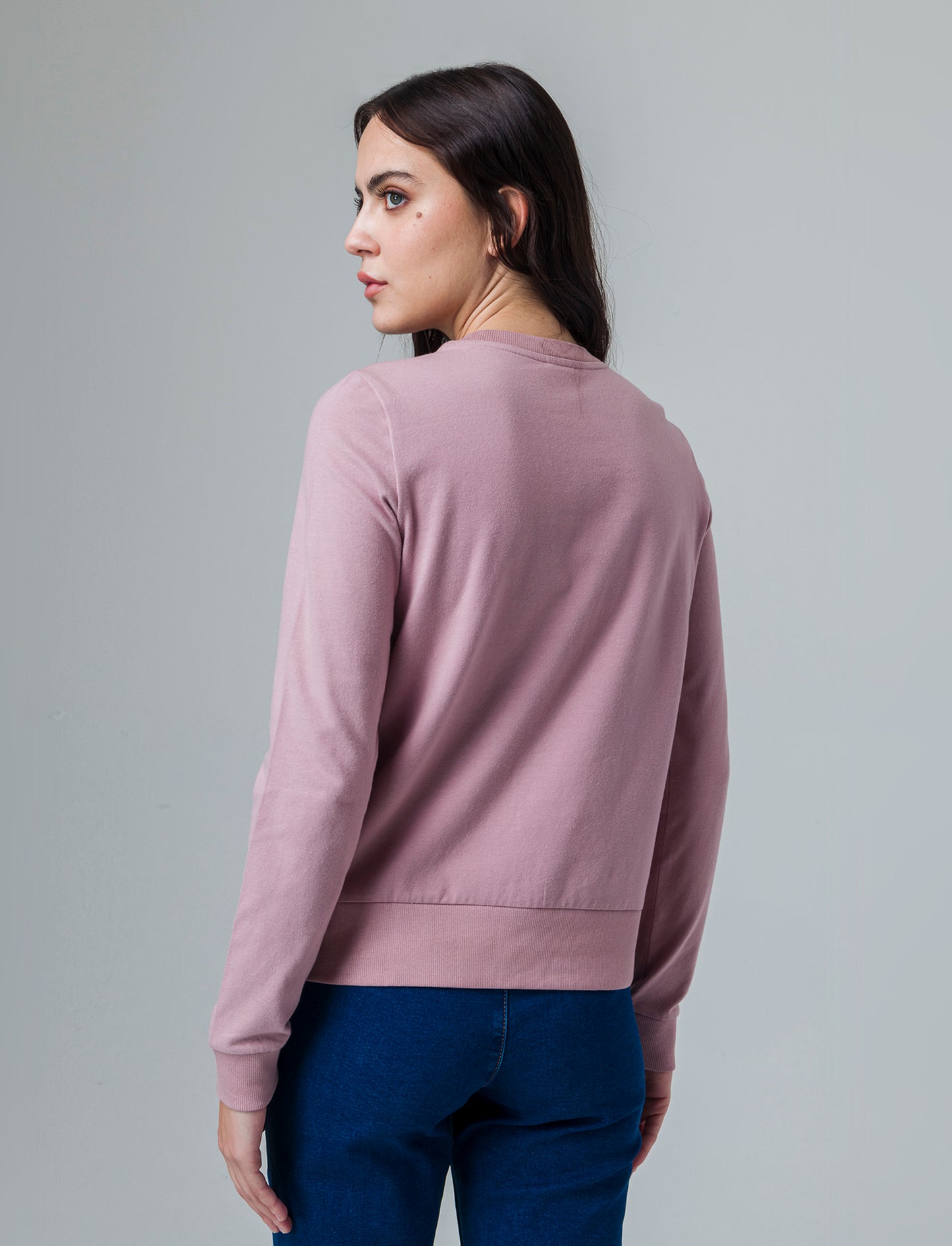 T-shirt manica lunga con stampa da donna - Rosa antico