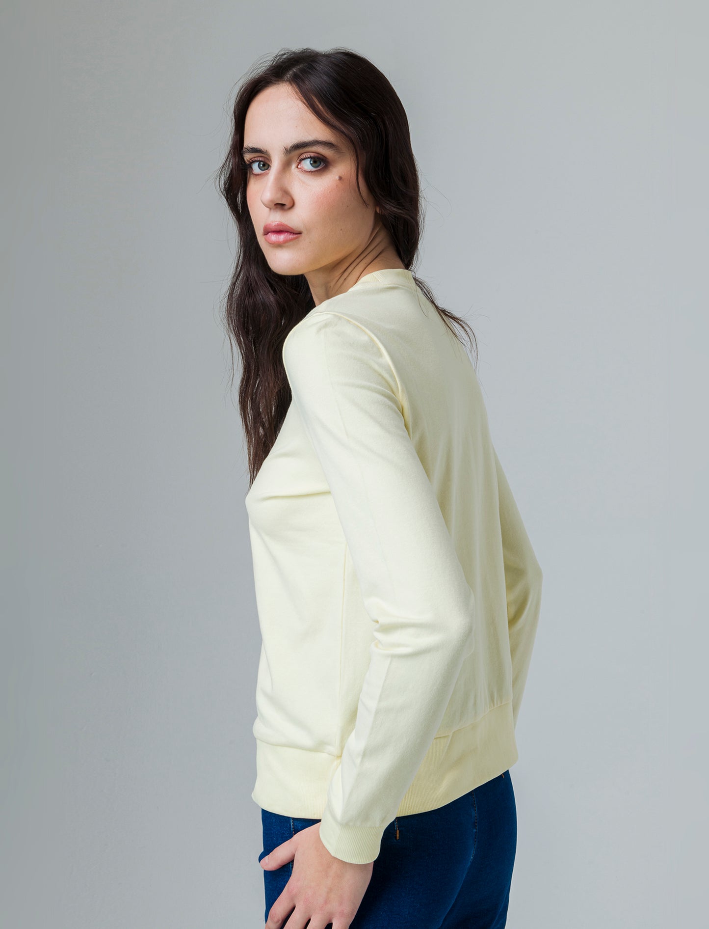 T-shirt manica lunga con stampa da donna - Giallo pastello