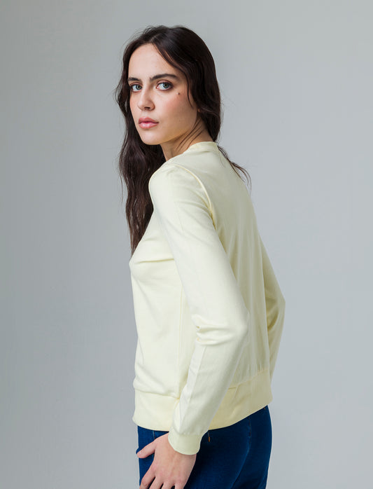 T-shirt manica lunga con stampa da donna - Giallo pastello