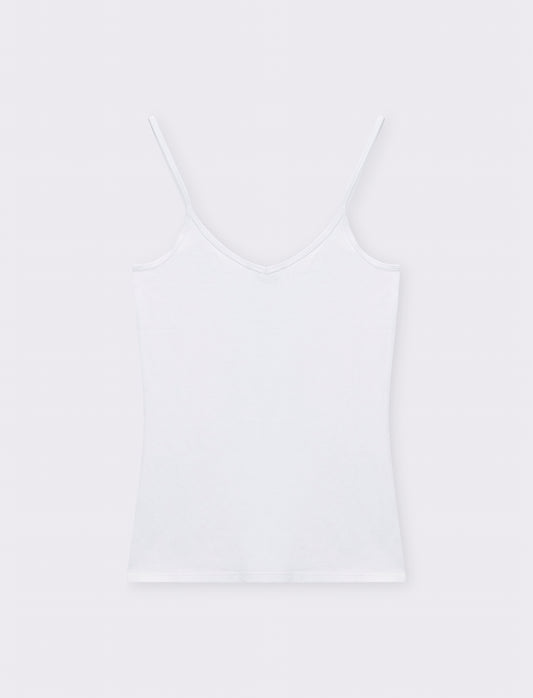 Top basico con scollo a v da donna - Bianco