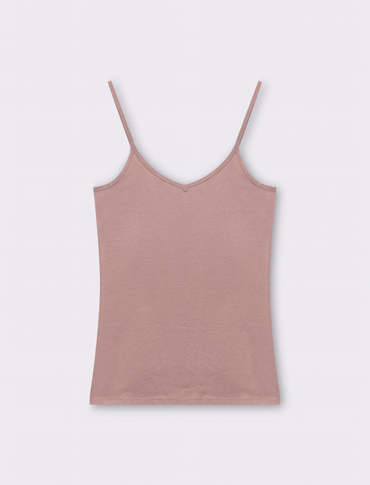 Top basico con scollo a v da donna - Rosa antico