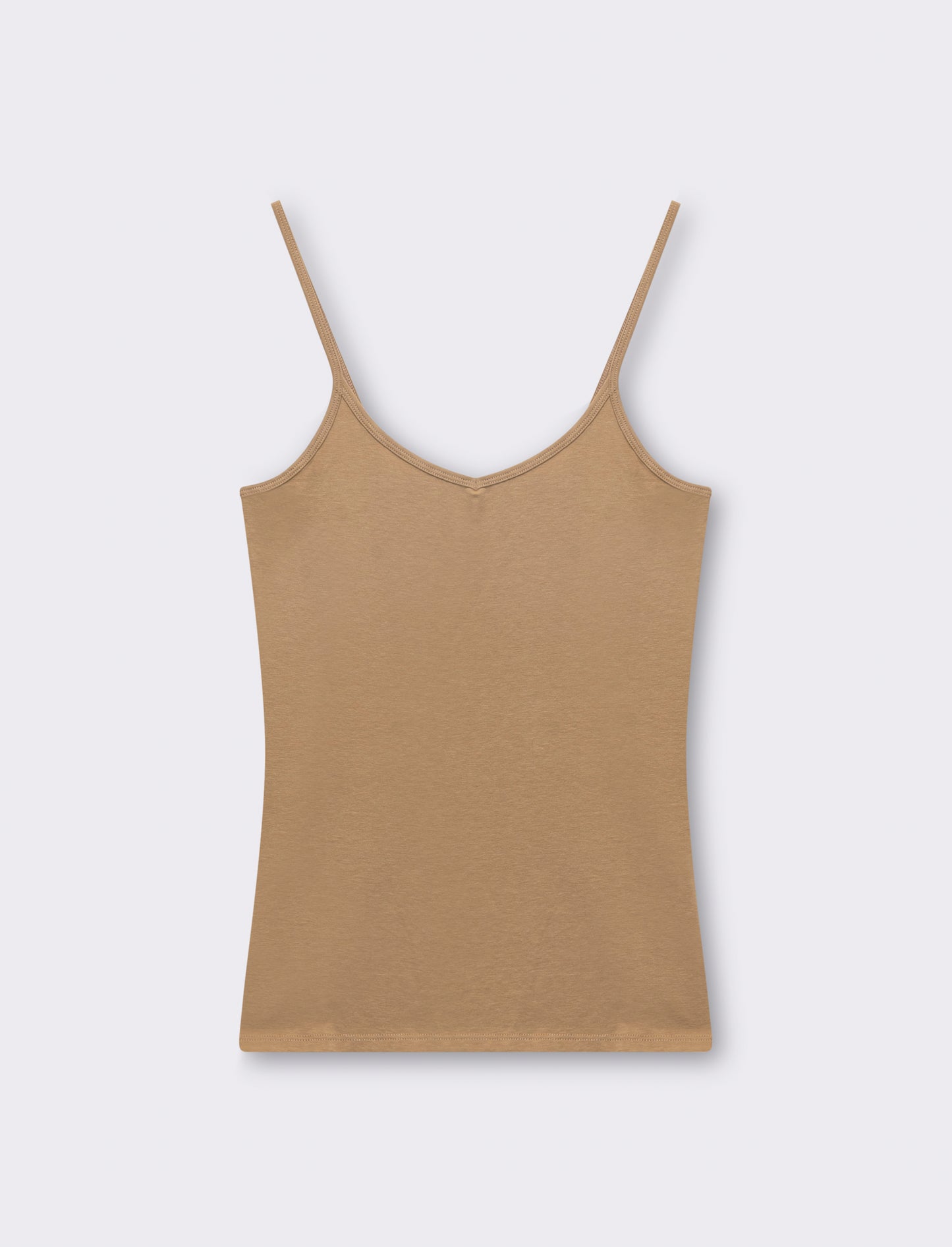 Top basico con scollo a v da donna - Beige fieno