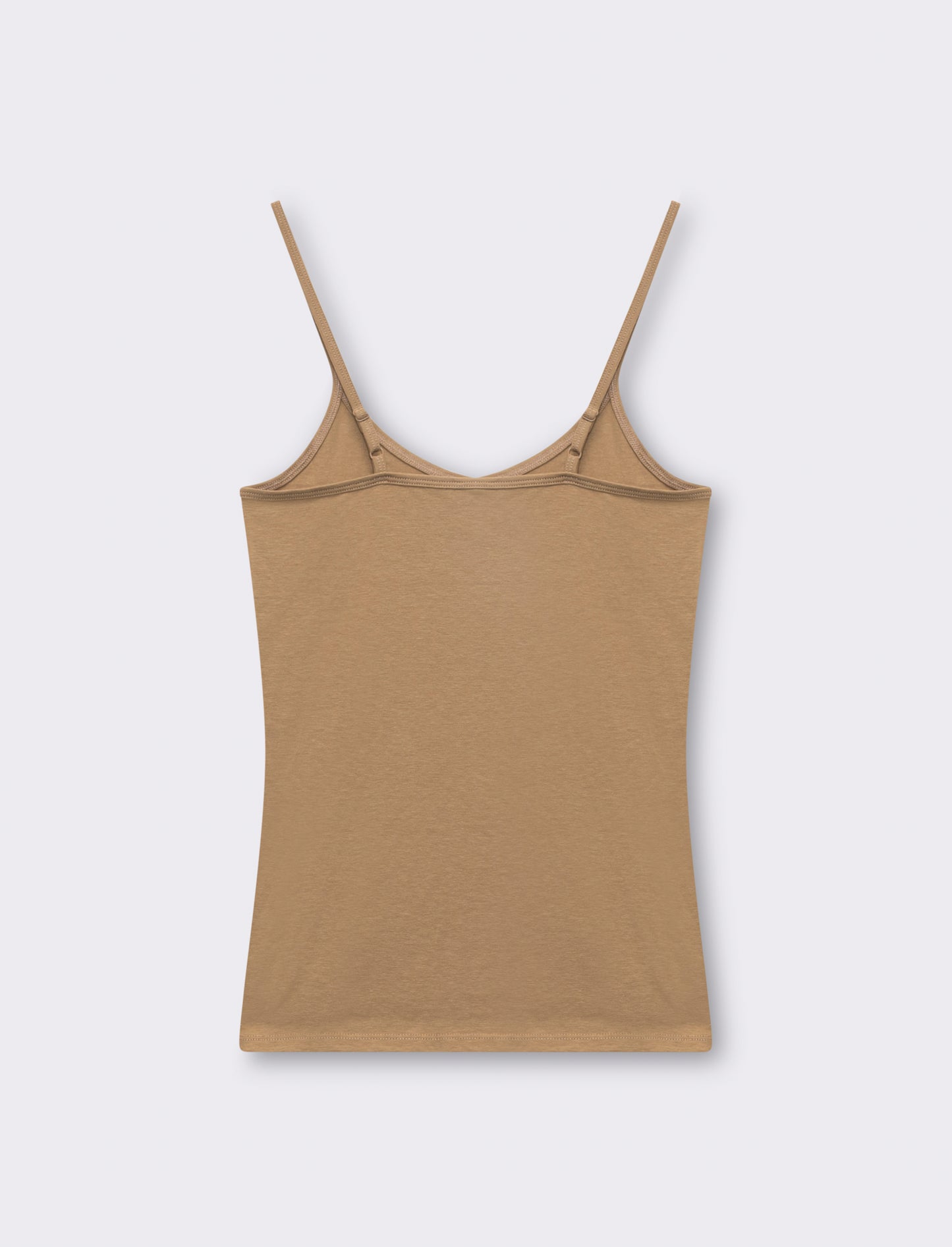 Top basico con scollo a v da donna - Beige fieno