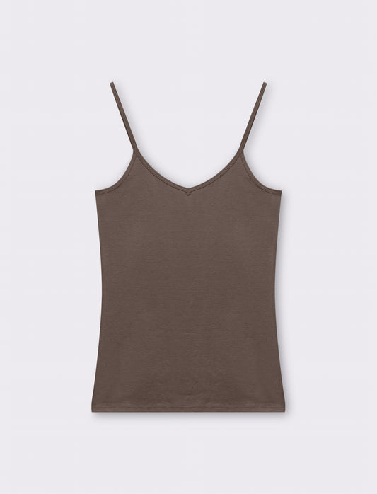 Top basico con scollo a v da donna - Verde salvia
