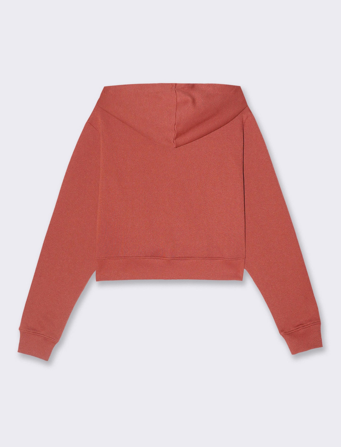 Felpa basic crop con cappuccio e zip da donna - Rosso mattone