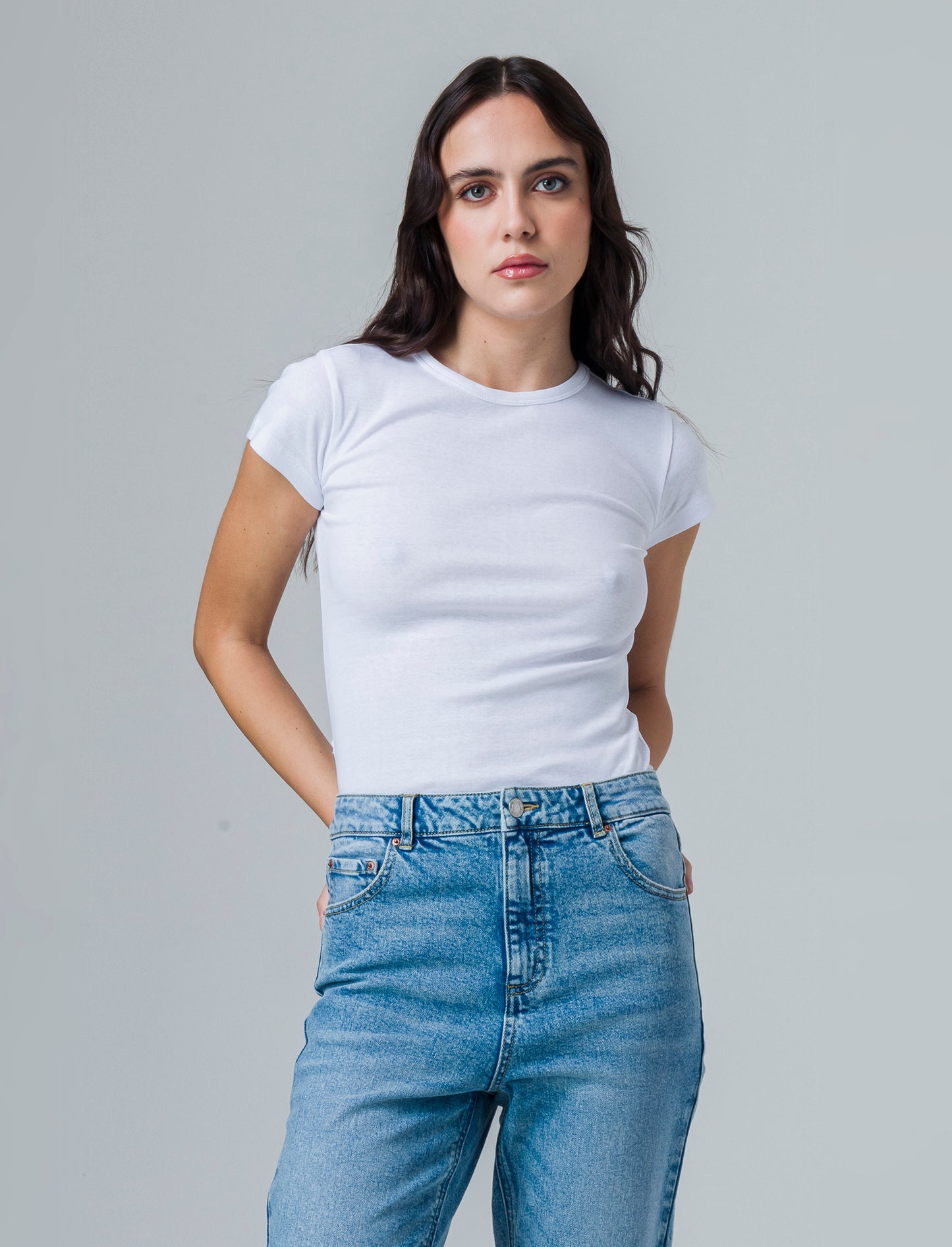 T-shirt basica manica corta da donna - Bianco