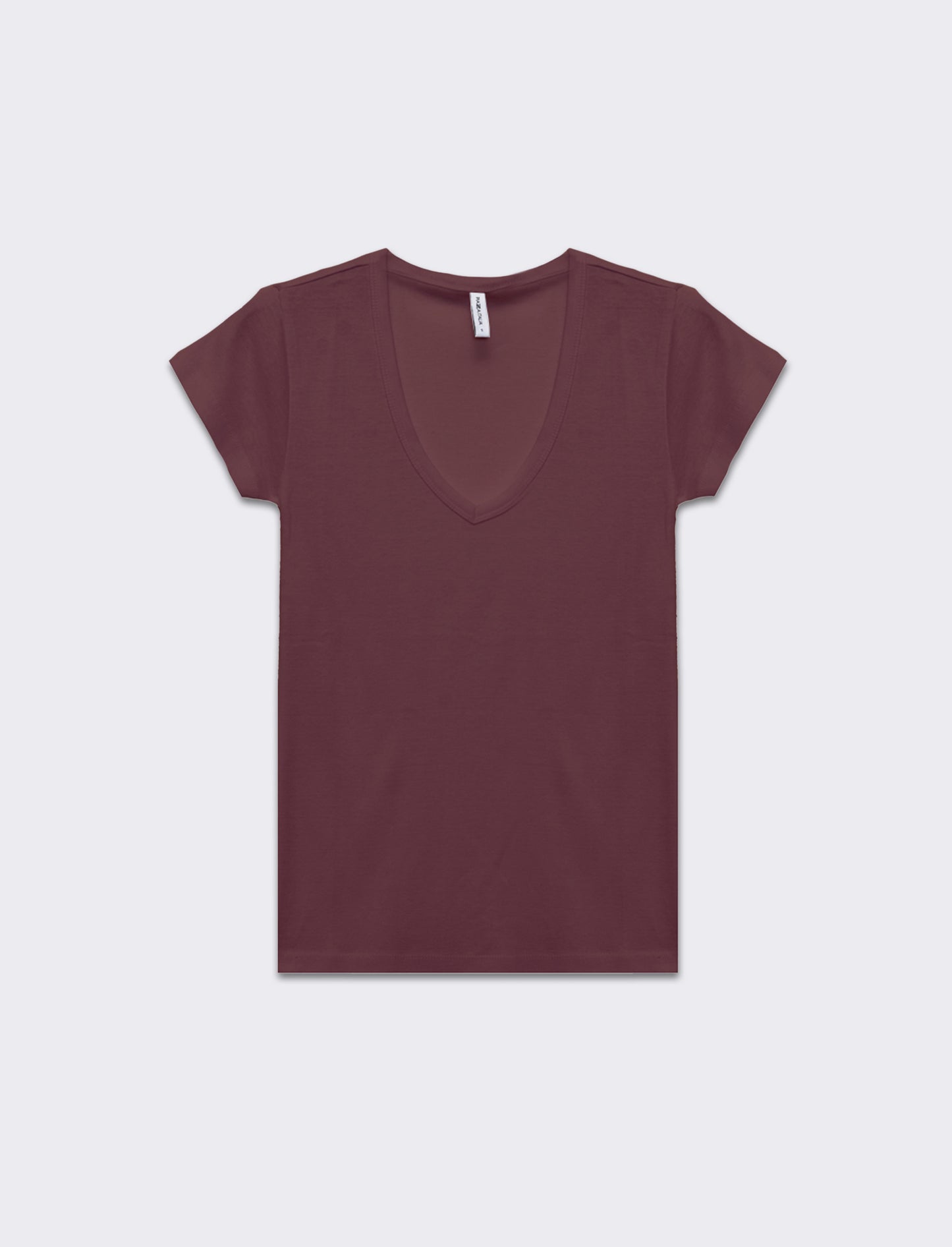 T-shirt basica scollo a v da donna - Rosa cipolla