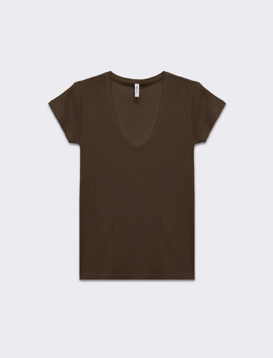 Woman's basic v-neck t-shirt - Brown