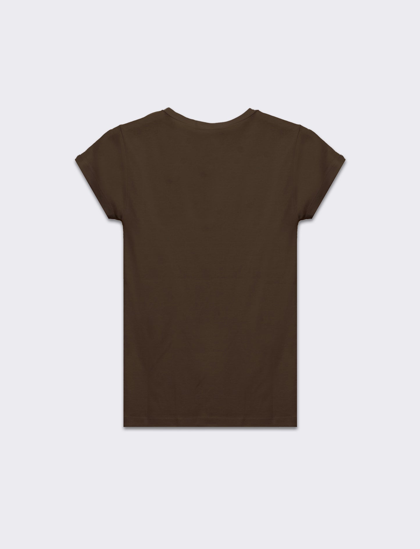 T-shirt basica scollo a v da donna - Marrone tabacco