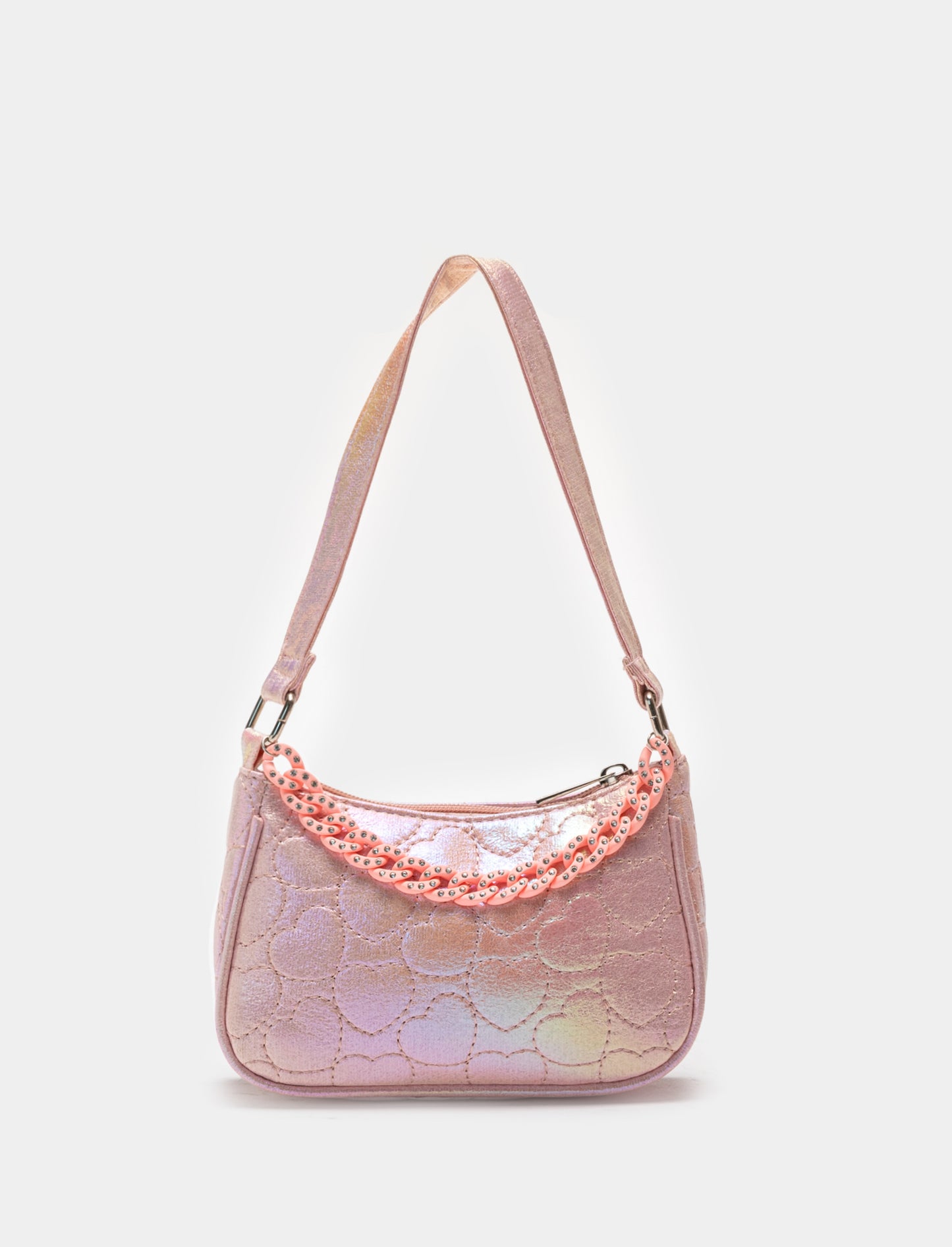 Colorful Chain Handle Crossbody Bag for Girls - Pink