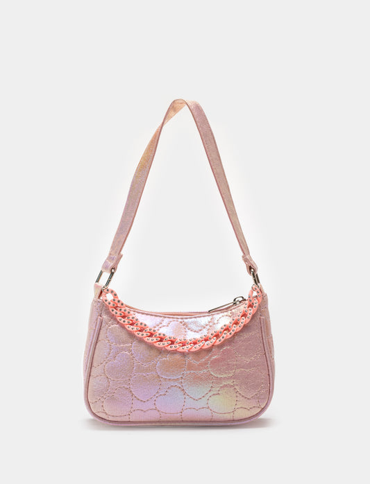 Colorful Chain Handle Crossbody Bag for Girls - Pink