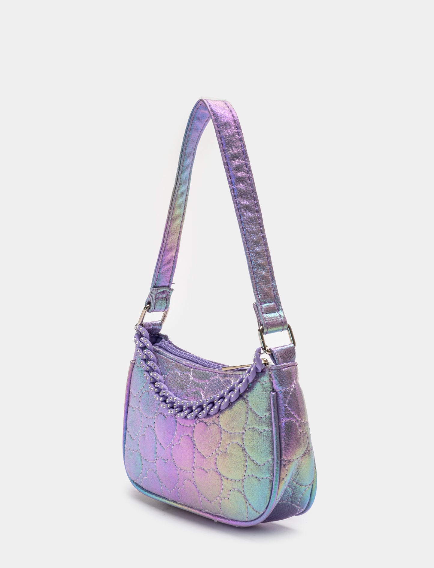 Colorful Chain Handle Crossbody Bag for Girls - Purple