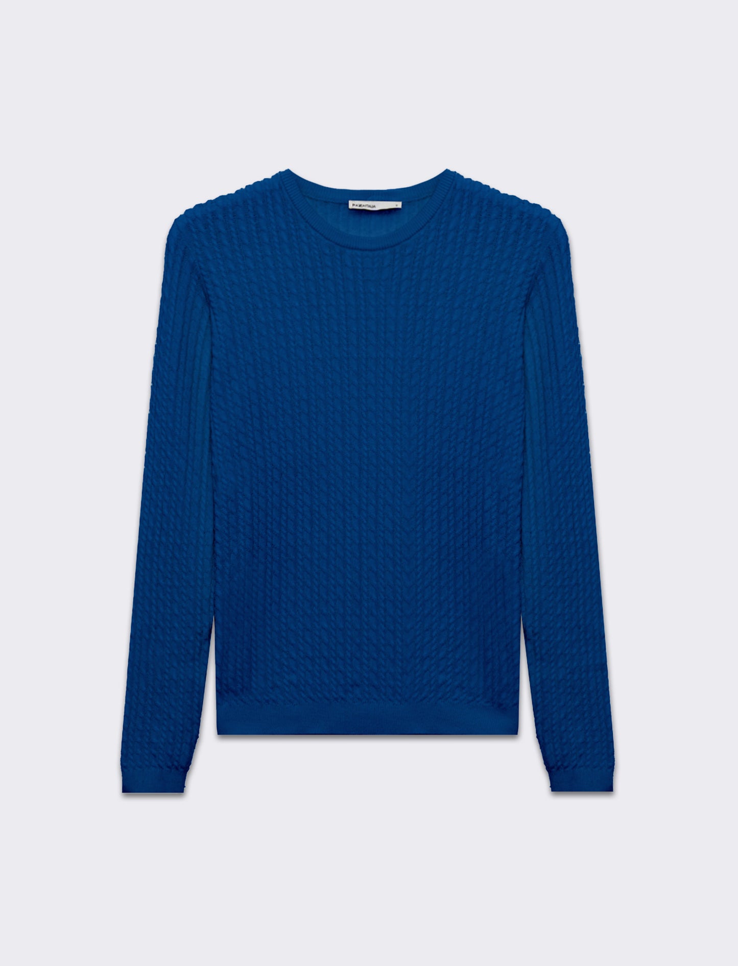 Woman's basic crew neck cable knit sweater - Sky blue