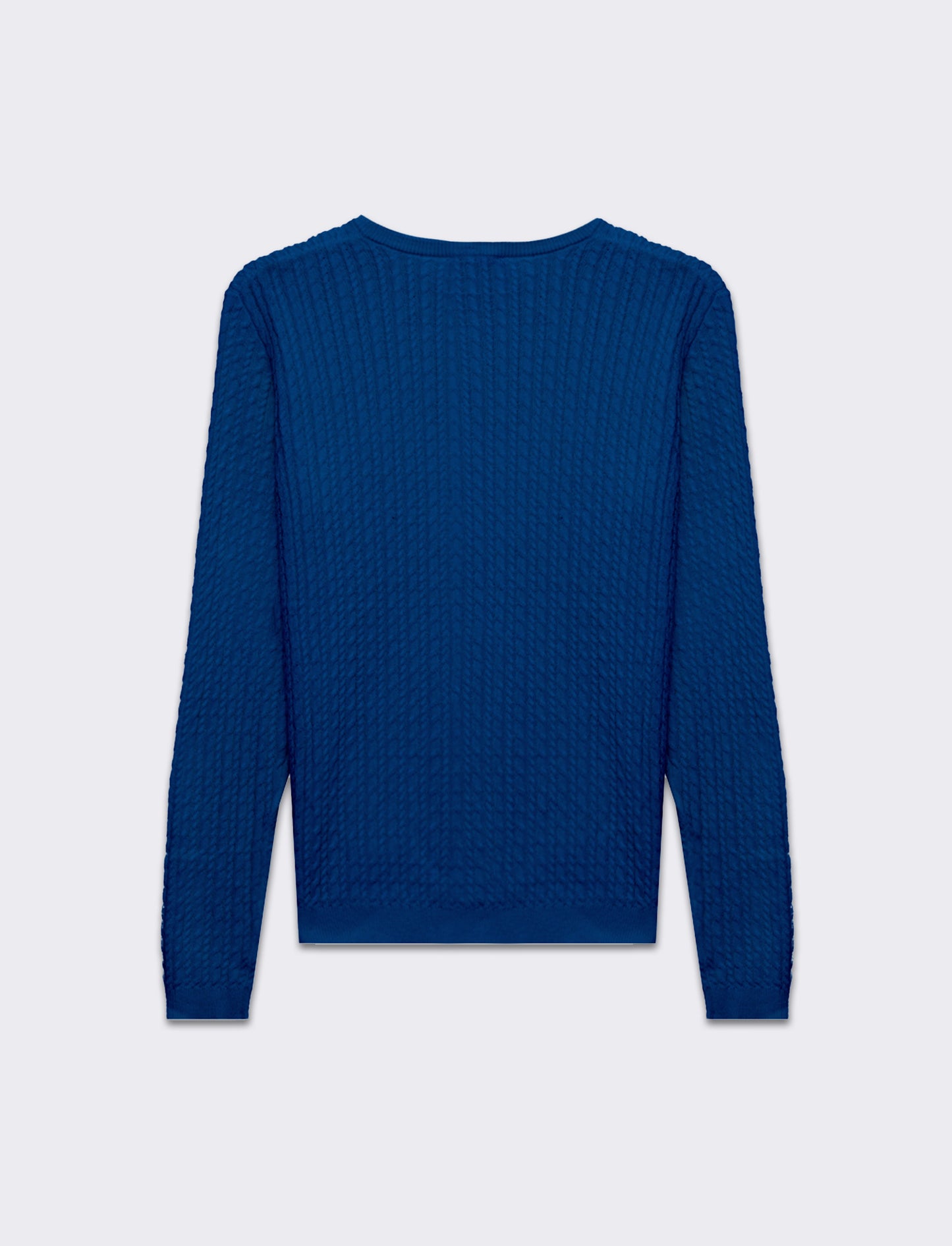Woman's basic crew neck cable knit sweater - Sky blue