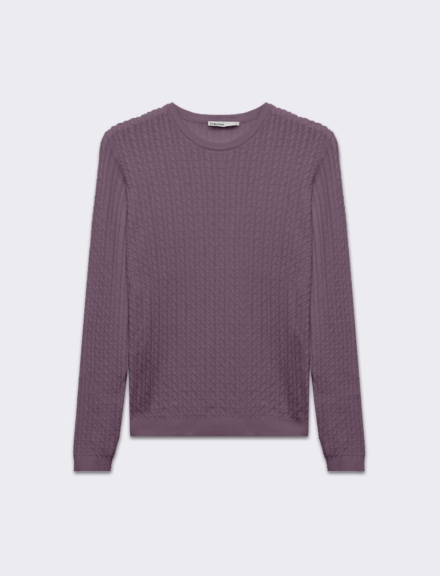 Maglia basica giro collo a trecce da donna - Lilla