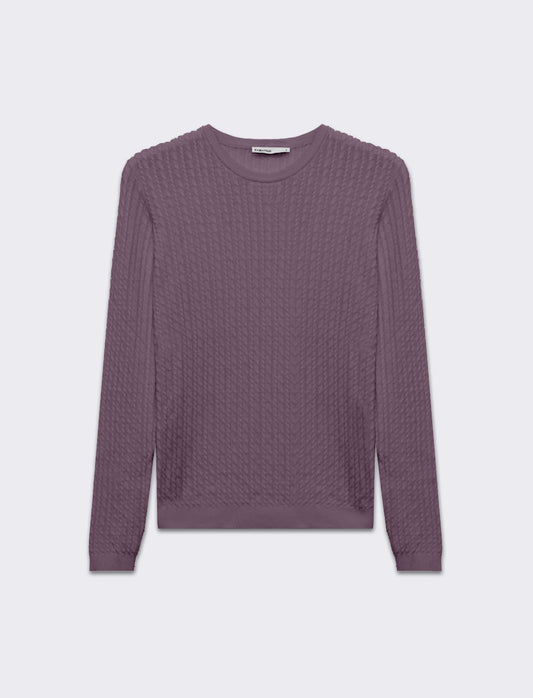 Maglia basica giro collo a trecce da donna - Lilla
