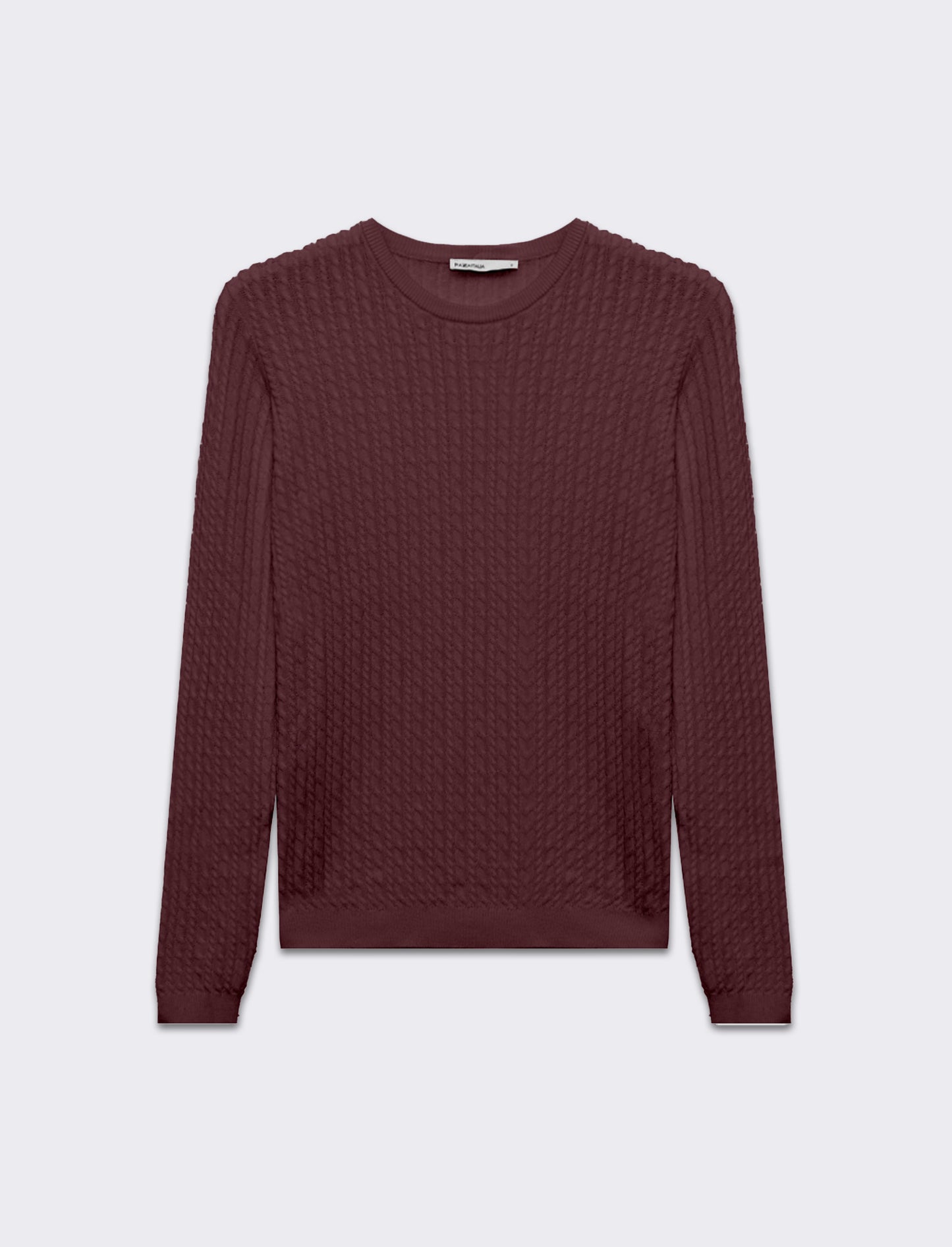 Woman's basic crew neck cable knit sweater - Pink