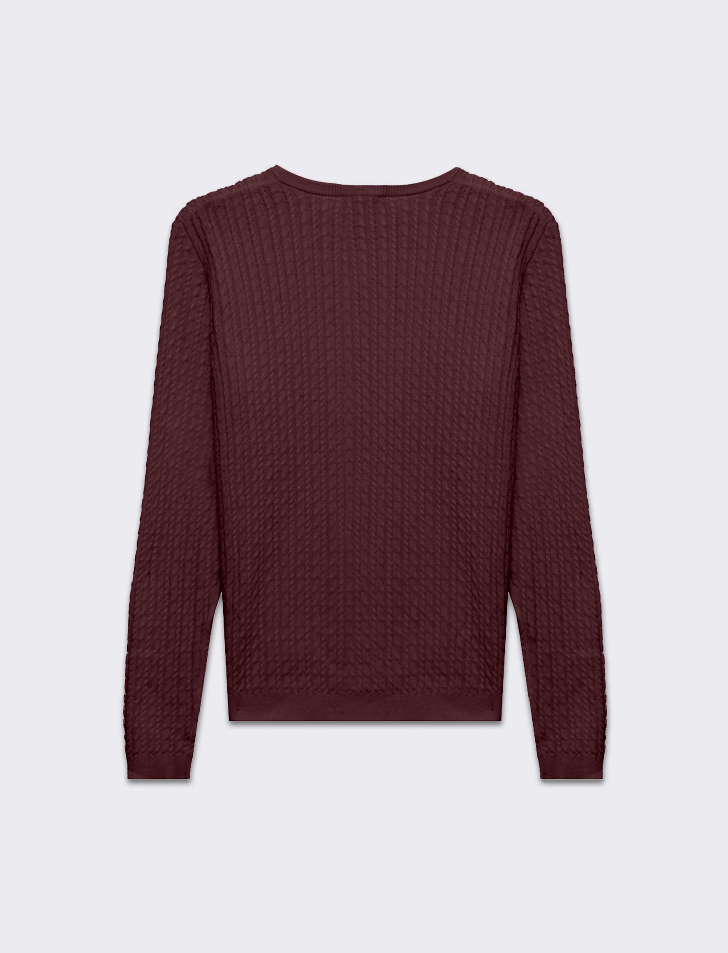 Woman's basic crew neck cable knit sweater - Pink