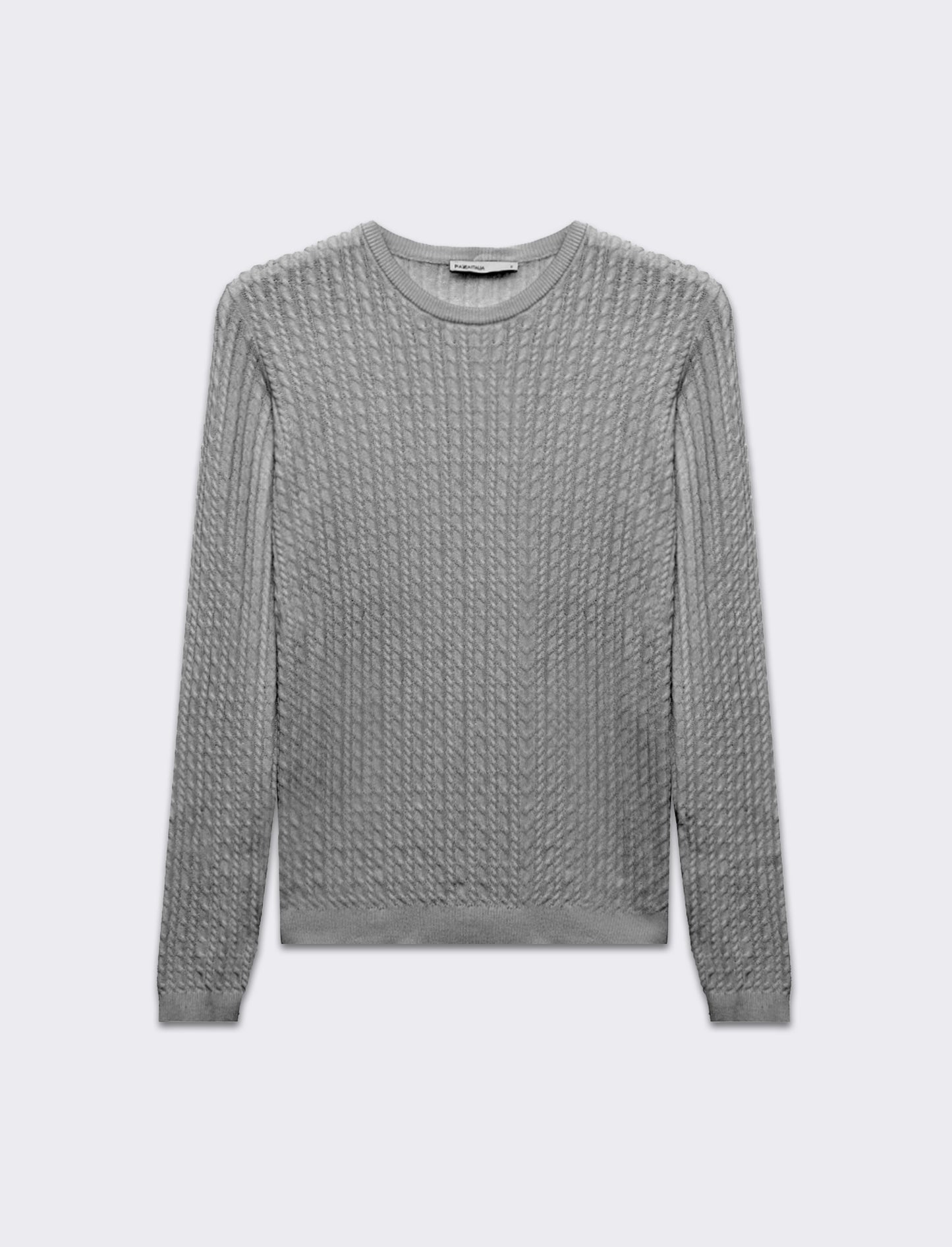 Maglia basica giro collo a trecce da donna - Grigio chiaro