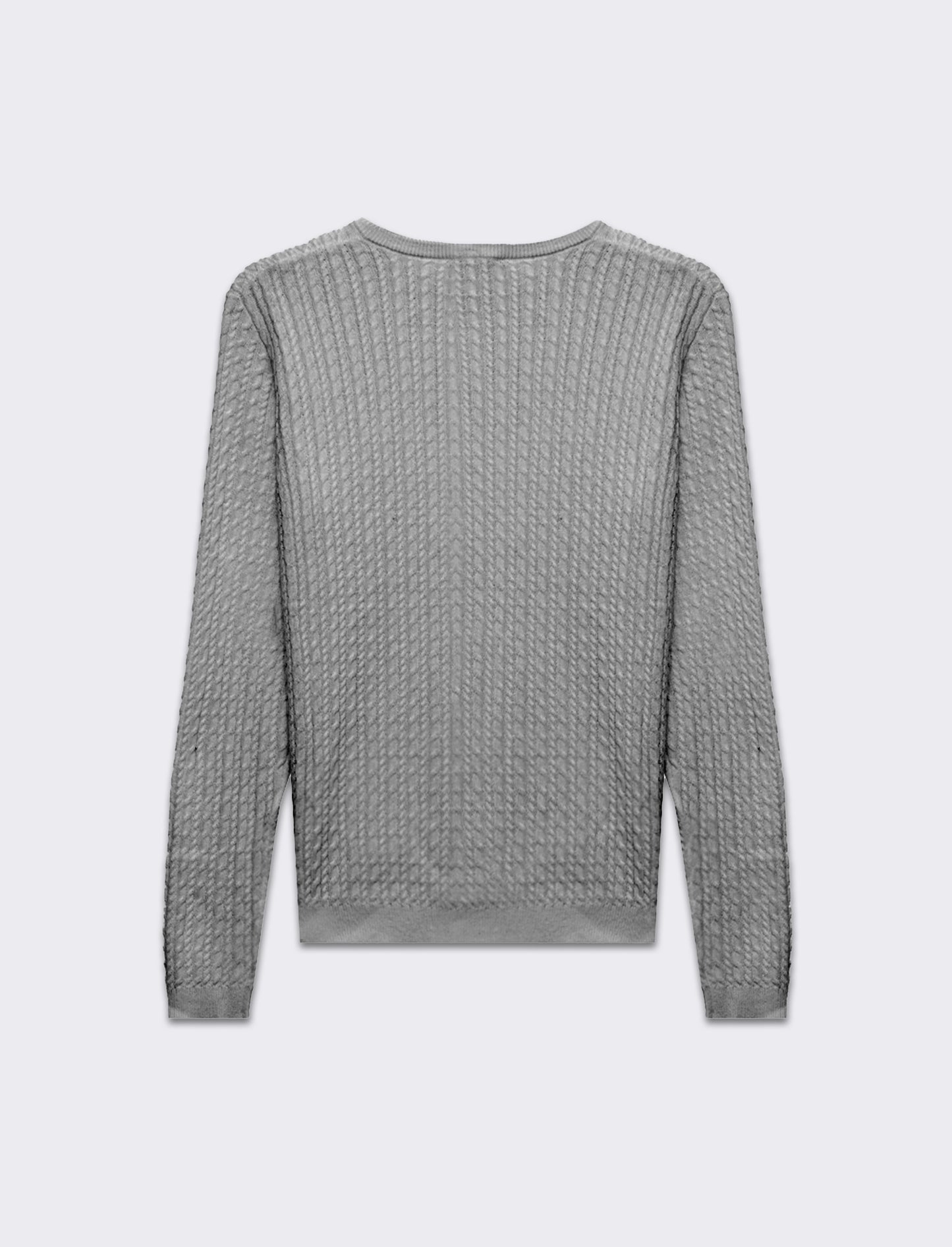 Maglia basica giro collo a trecce da donna - Grigio chiaro