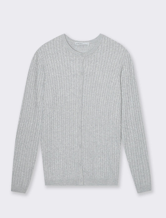 Cardigan basico a trecce da donna - Grigio chiaro