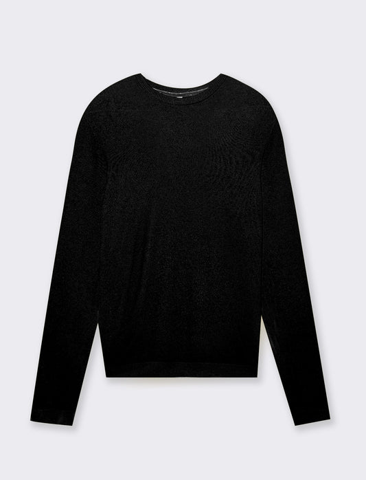 Maglia basica giro collo da donna - Nero