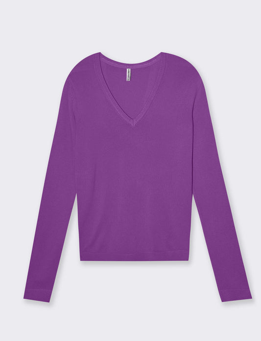 Woman's basic v-neck sweater - Purple