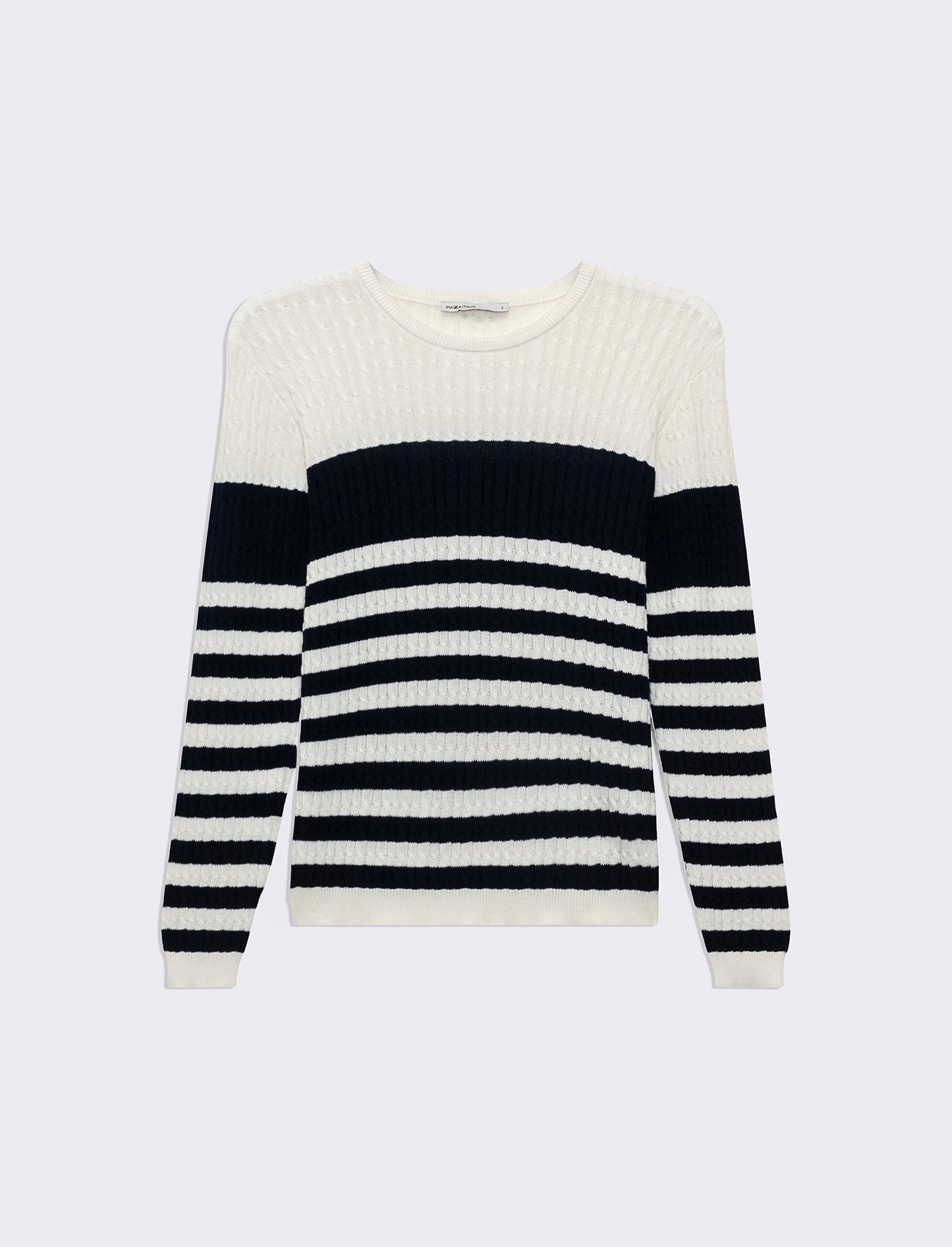 Maglia basica giro collo a trecce da donna - var 1