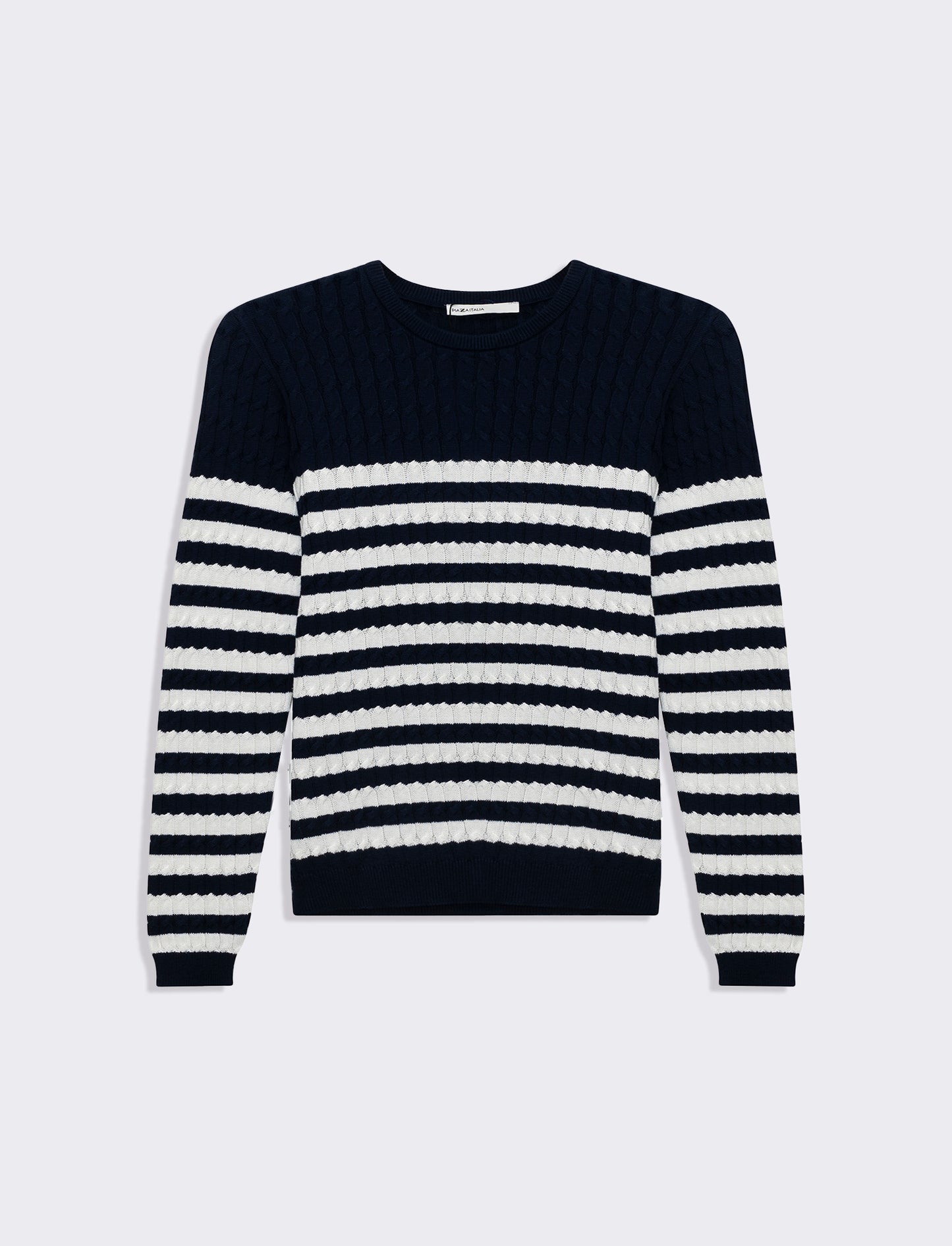 Maglia basica giro collo a trecce da donna - var 2