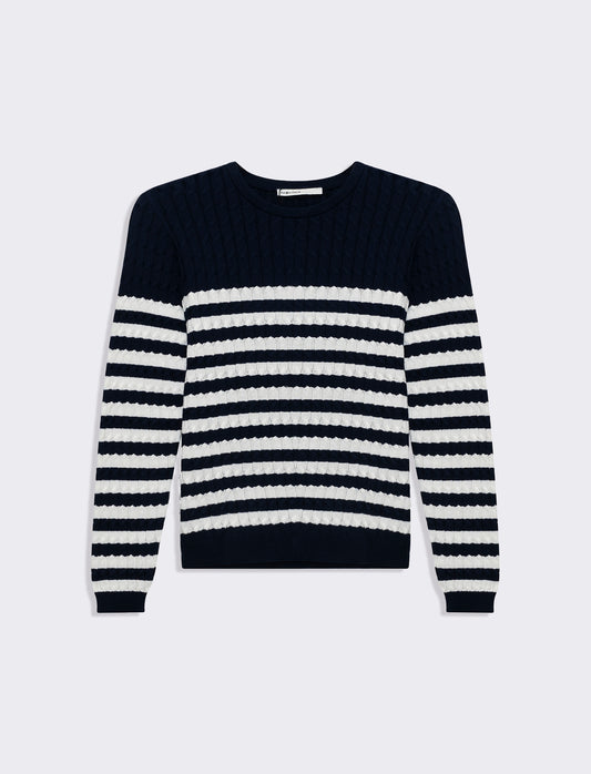 Maglia basica giro collo a trecce da donna - var 2