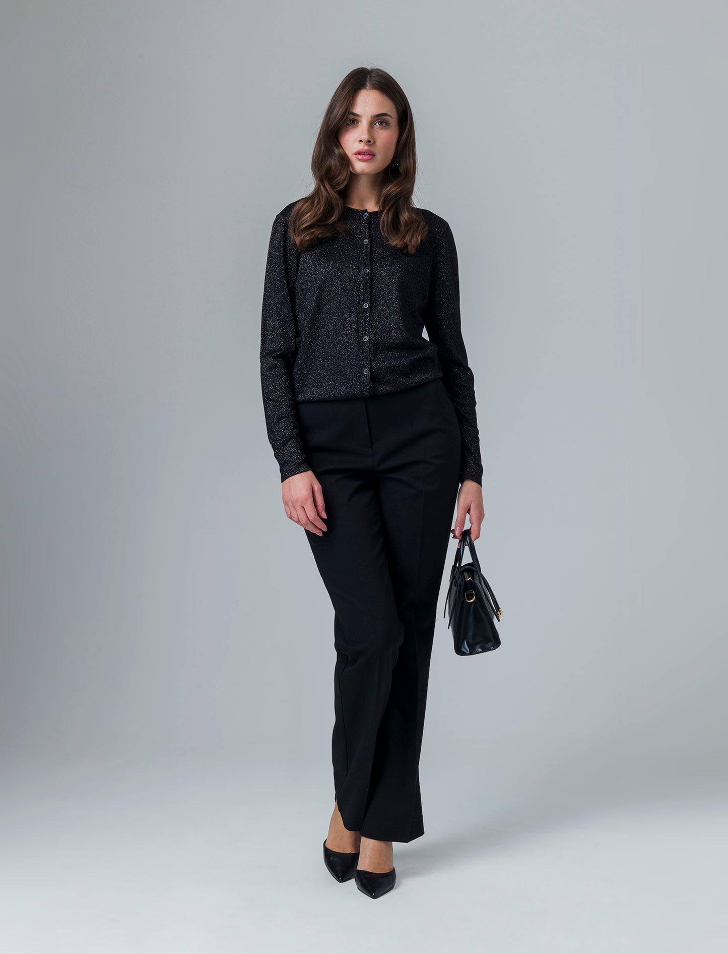 Cardigan manica lunga da donna - Nero